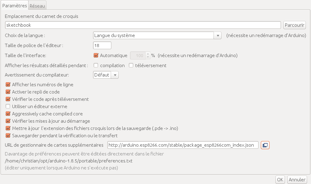 URL du dépôt communautaire ESP8266